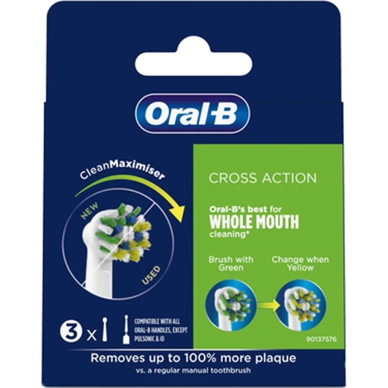 Oral-B CrossAction tandbørstehoveder 3-pak