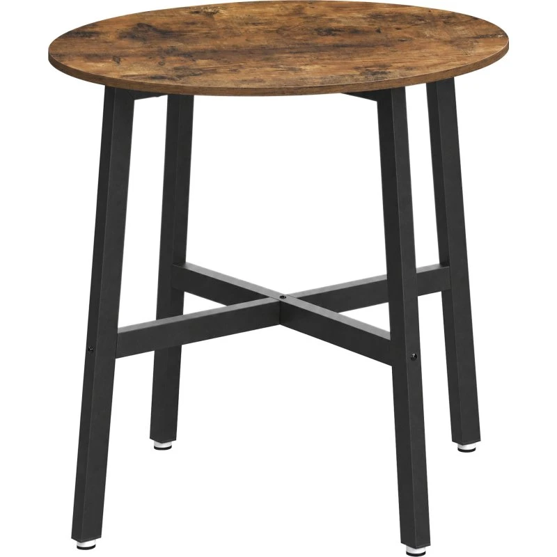 Rundt Spisebord i Industrielt Design, 80x75 cm, Brun/Sort