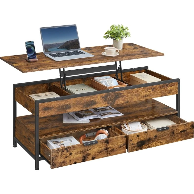 Sofabord i Vintage Brun, 50x120 cm med justerbar højde