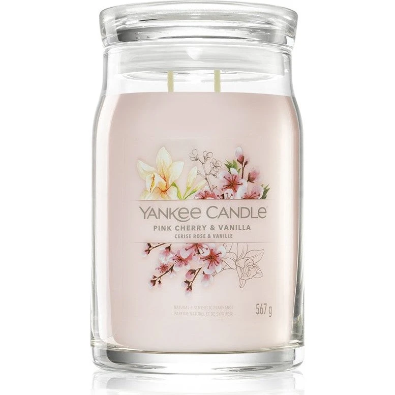 Yankee Candle Cherry & Vanilje Signature Lys, 567g, Lyserød
