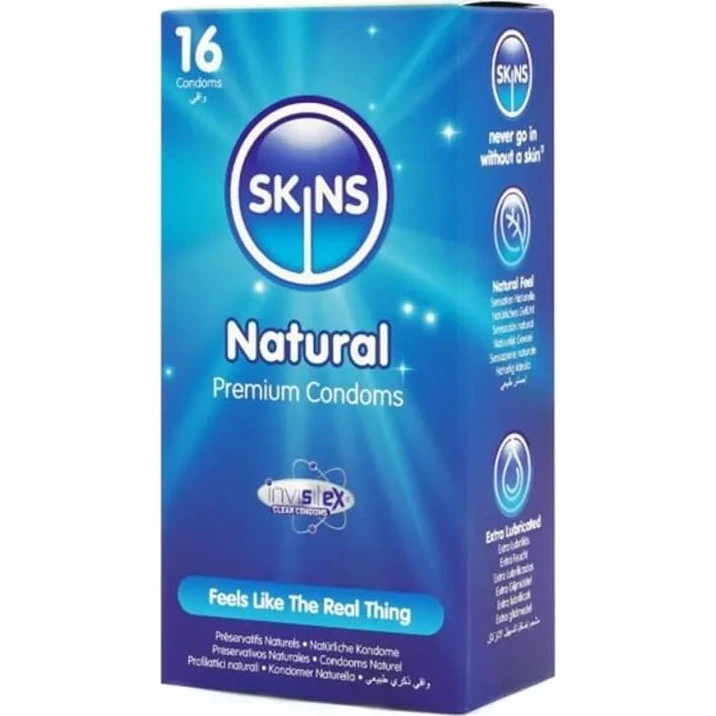 Skins Cubes Natural Kondomer - 16-pak