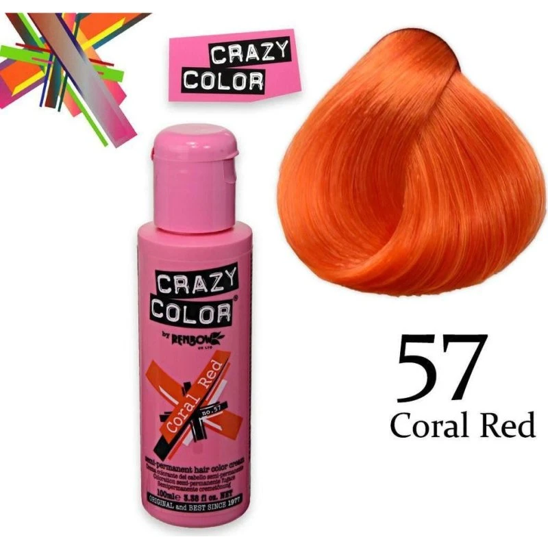 Crazy Color Semi-permanent Koralrød No. 57, 100 ml