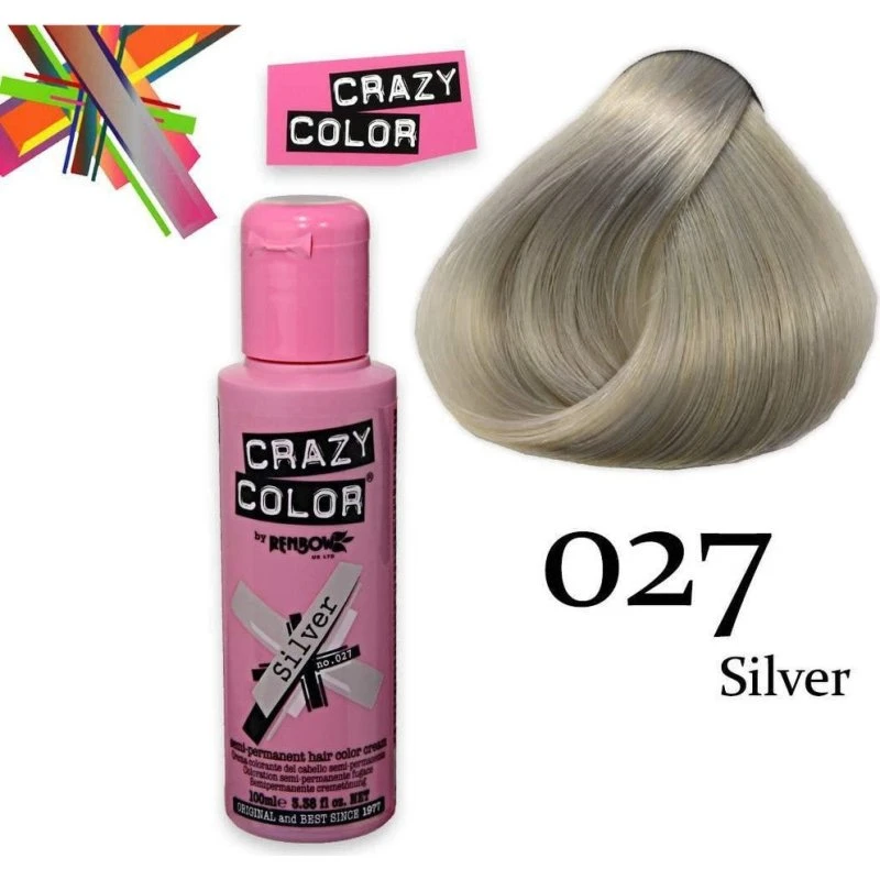 Crazy Color Semi-permanent Sølv 027, 100 ml