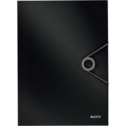 Leitz 3-klap elastikmappe A4 sort i solid PP