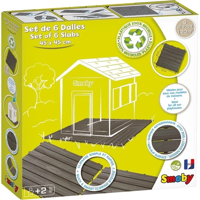 Smoby S.Life gulvfliser med trælook, 6 stk. (45x45 cm)