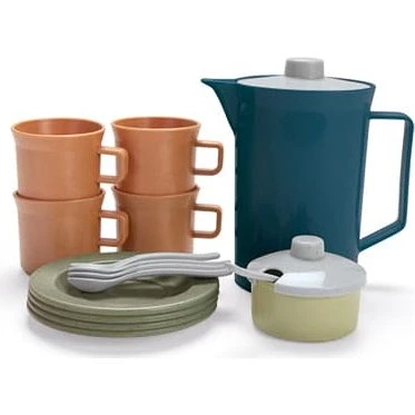 Dantoy BIO kaffesæt 16 dele – blågrøn/beige