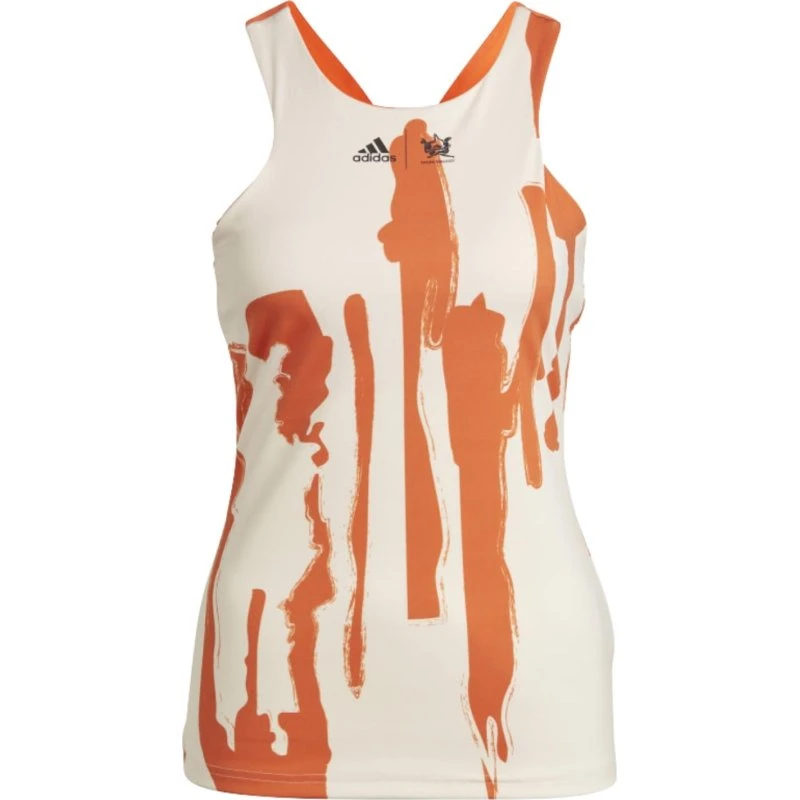 Adidas New York Y-Back Tanktop - Ecru Tint/Impact Orange