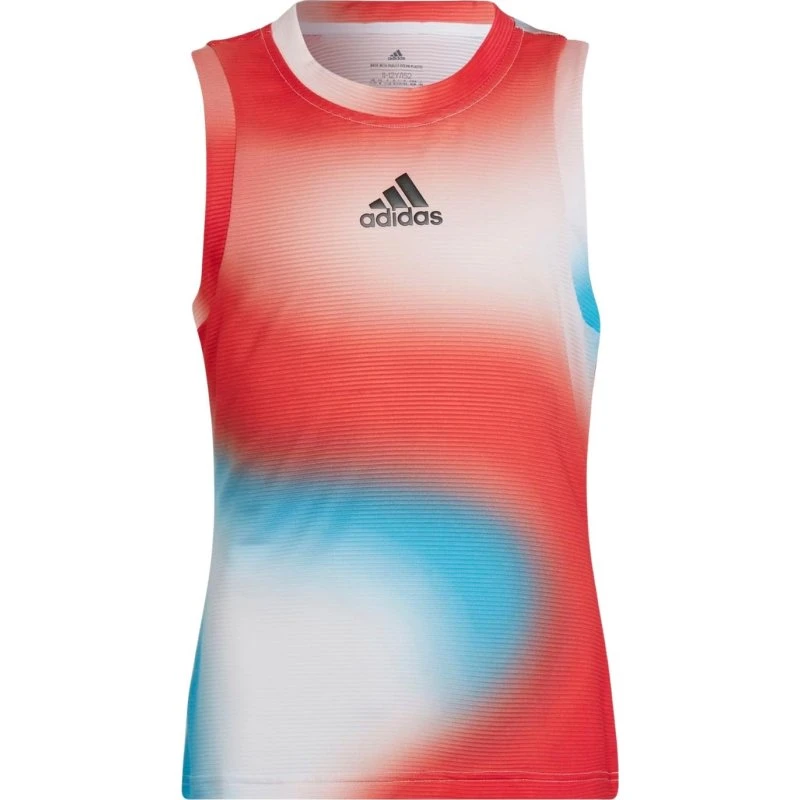 Adidas Girls Match Tank Top - White/Vivid Red