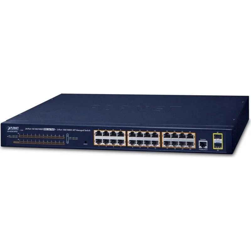 Planet GS-4210-24P2S 24-port PoE+ Gigabit Switch med 2 SFP