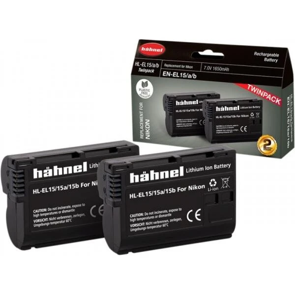 Hähnel batteri til Nikon HL-EL15/EN-EL15A/B/C 1650mAh – 2 stk