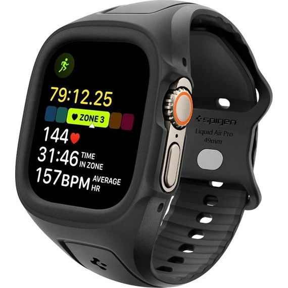 Spigen Liquid Air Pro Etui + Bånd til Apple Watch Ultra 49mm - Sort