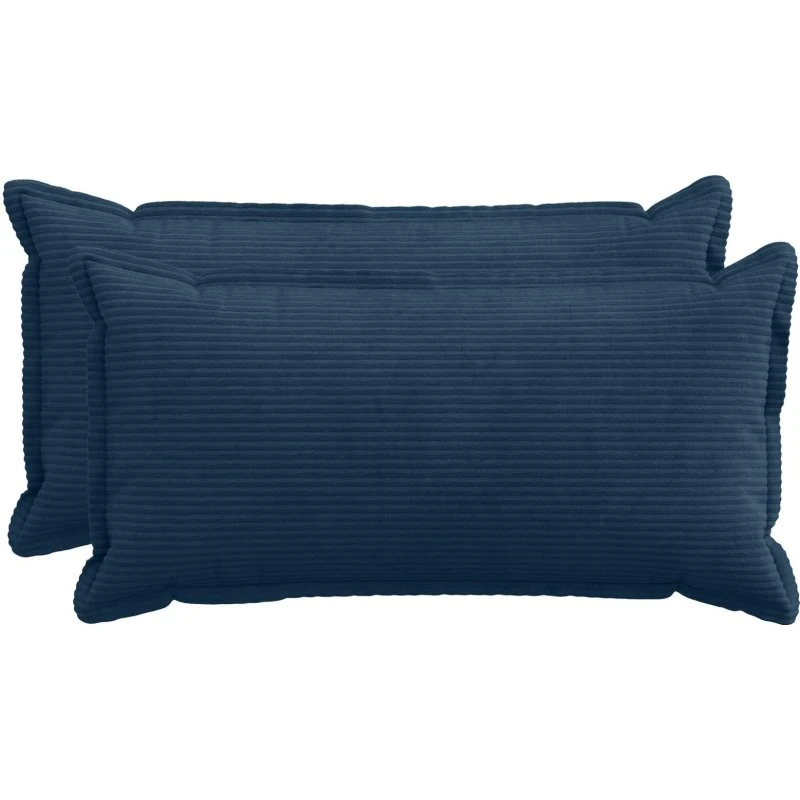 vidaXL HOUTEN Pudebetræk 2 stk. Mørkeblå Cordfløjl 40x80 cm