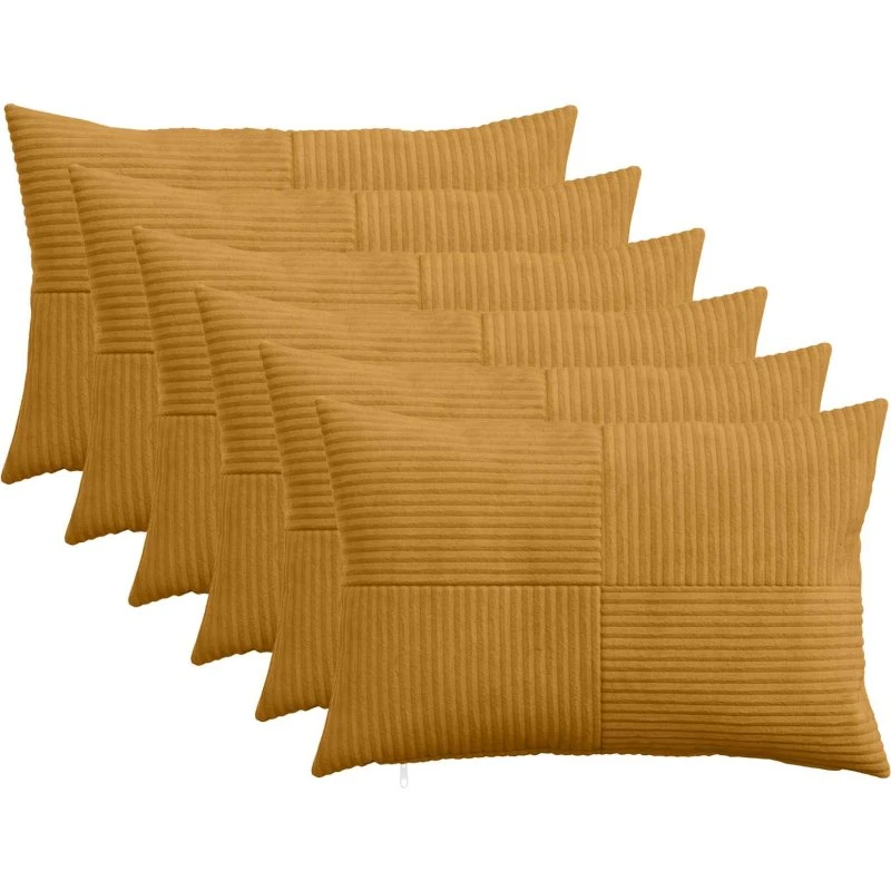vidaXL ALMELO Pudebetræk 6 stk. Gul 30x50 cm Cordfløjl