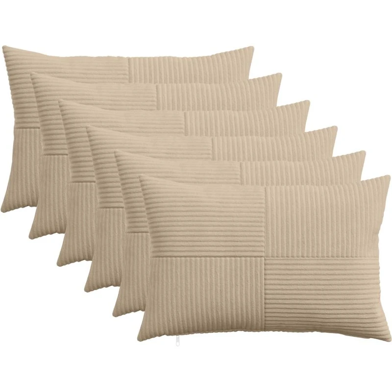 vidaXL ALMELO Pudebetræk 6 stk. Gråbrun Cordfløjl 50x70 cm