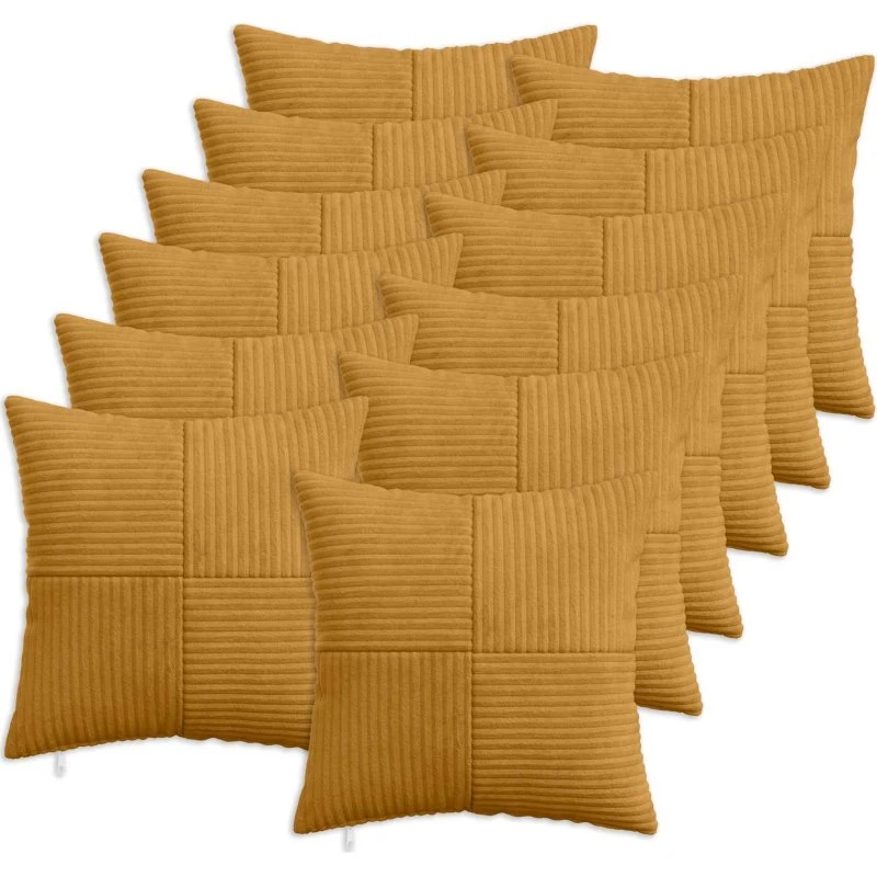 vidaXL ALMELO Pudebetræk 12 stk. Gul Cordfløjl 40x40 cm