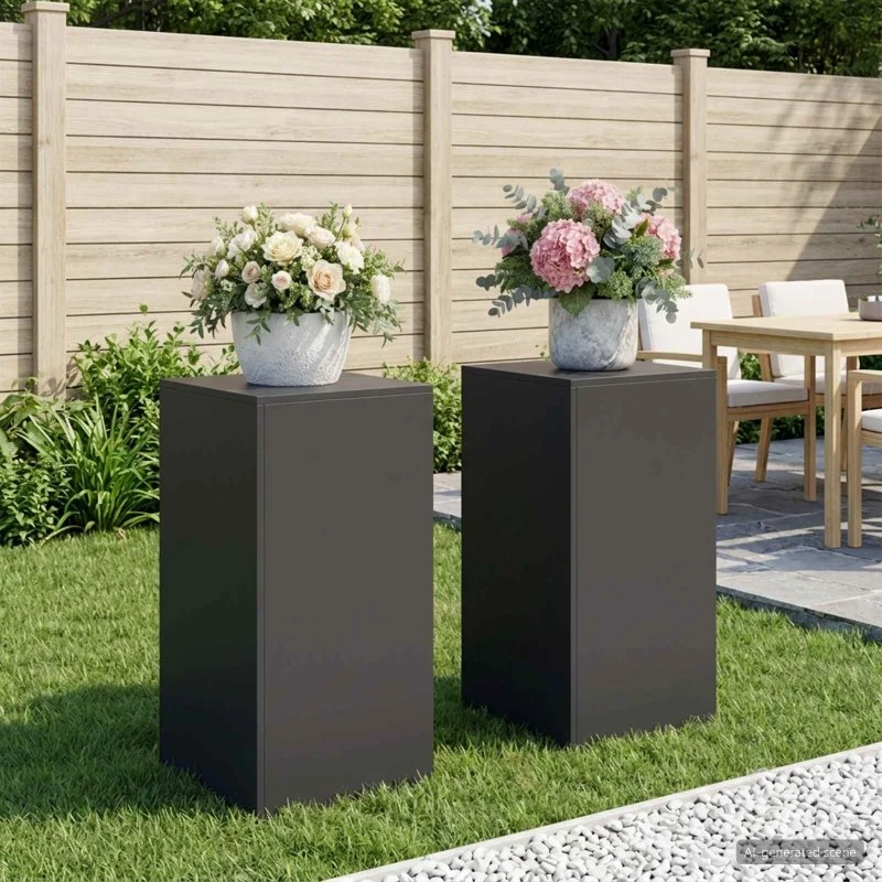 vidaXL Planteholder 2 stk. Sort Stål 40 x 40 x 80 cm
