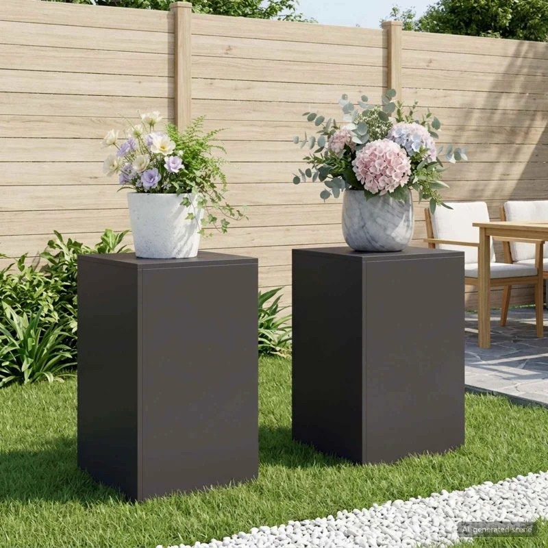 vidaXL Planteholder 2 stk. Sort Stål 40 x 40 x 60 cm