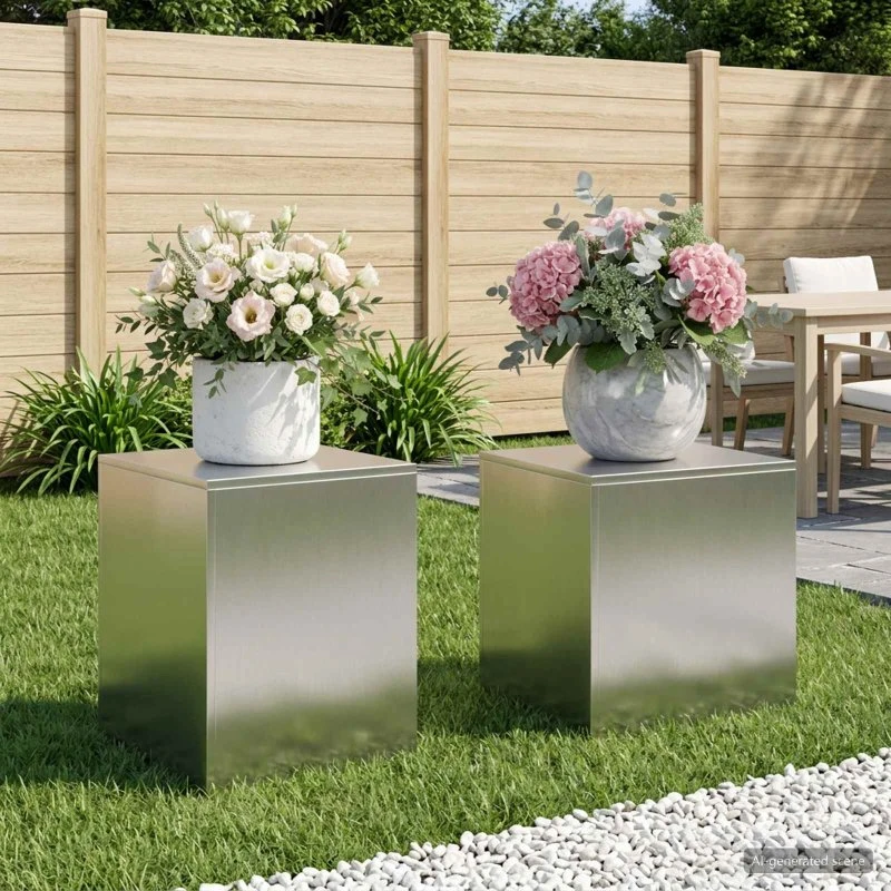 vidaXL Planteholder 2 stk. Sølv 40x40x40 cm Stål