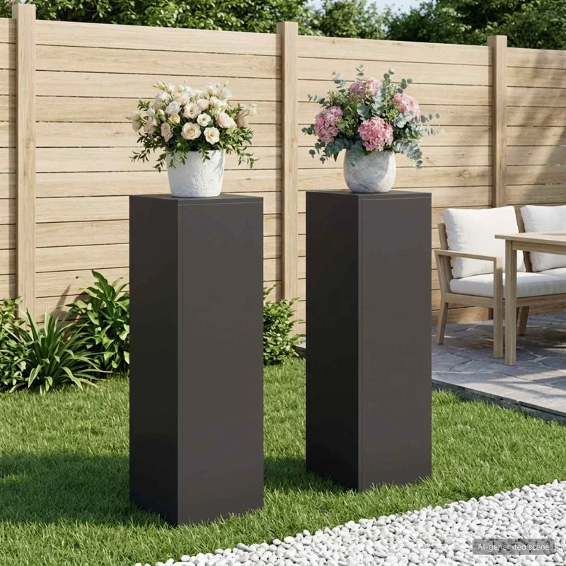 vidaXL Planteholder 2 stk. Sort Stål 30x30x100 cm