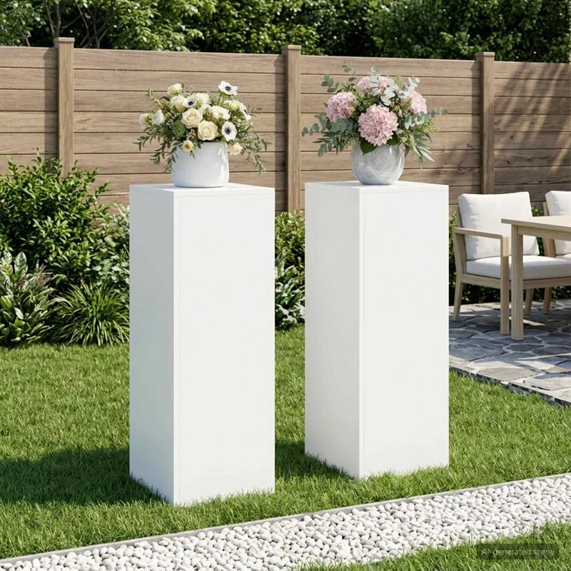 vidaXL Planteholder 2 stk - Hvid Stål 30 x 30 x 80 cm