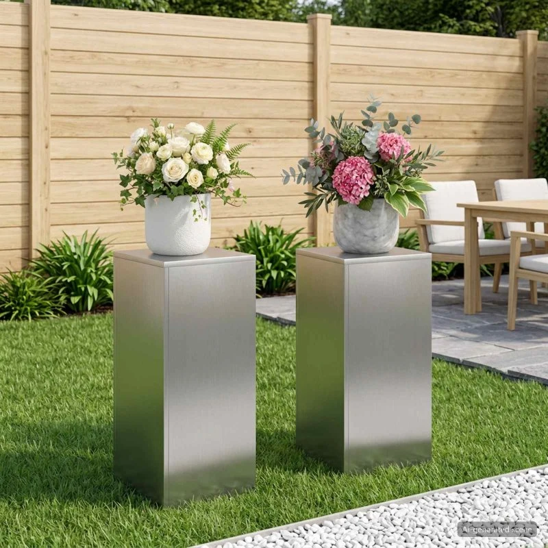 vidaXL Planteholder 2 stk. Sølv 30 x 30 x 60 cm Rustfrit stål