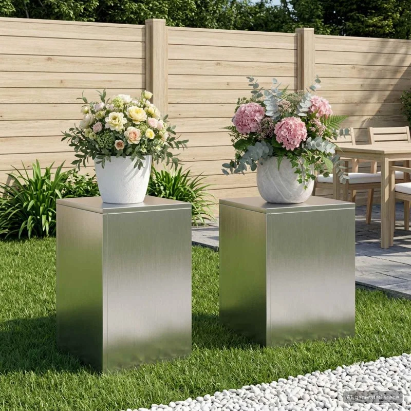 vidaXL Planteholder 2 stk. Sølv 30 x 30 x 40 cm Stål