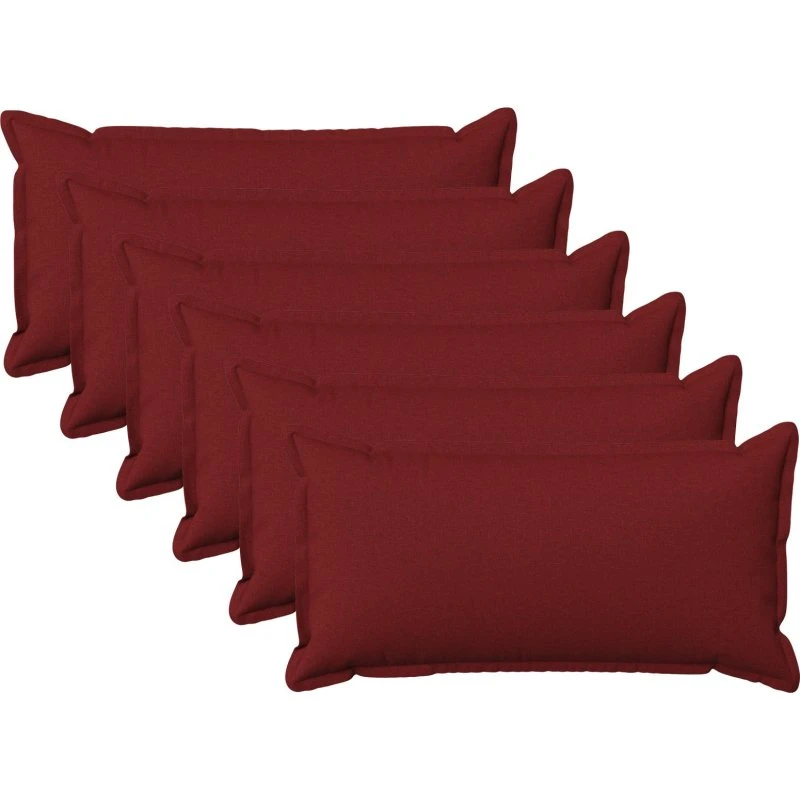 vidaXL HOUTEN Pyntepuder 6 stk. Vinrød Faux Linned 40x70 cm