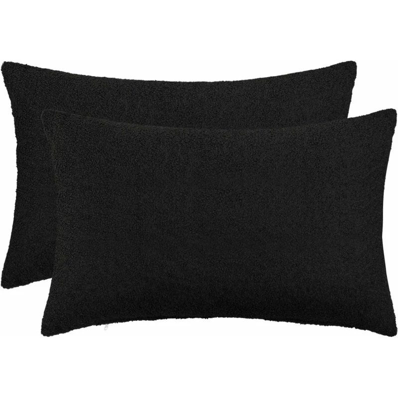 vidaXL HEERLEN Pudebetræk 2 stk. Sort Bouclé 30 x 50 cm