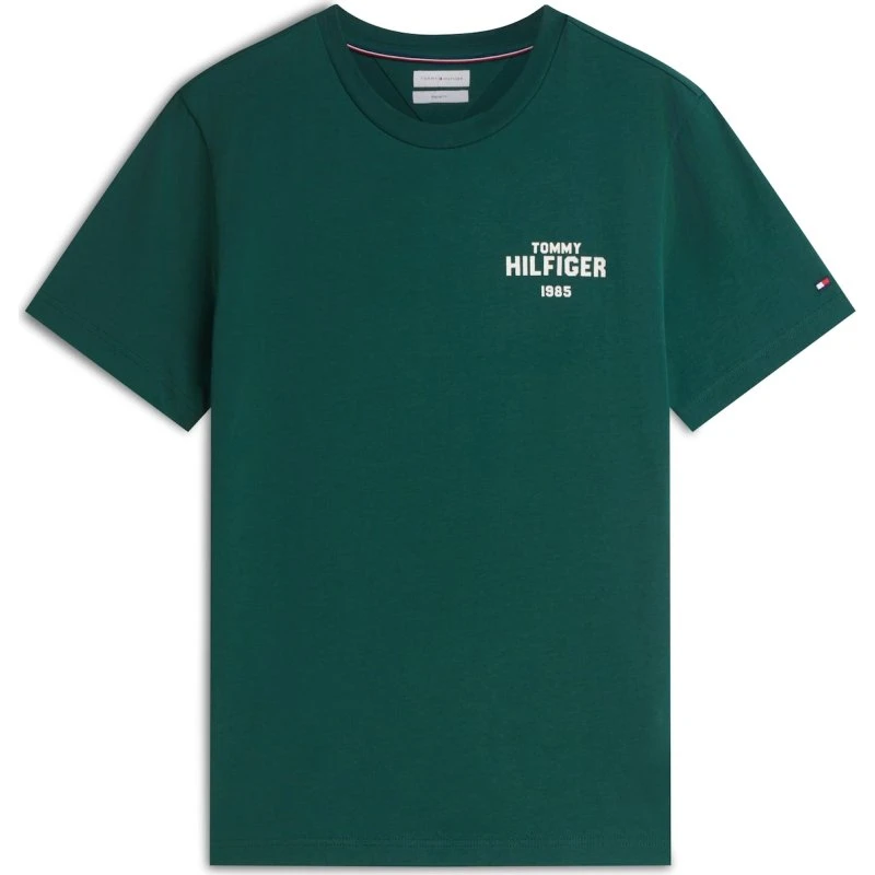 Tommy Hilfiger '1985' Graphic Tee i smaragd og hvid