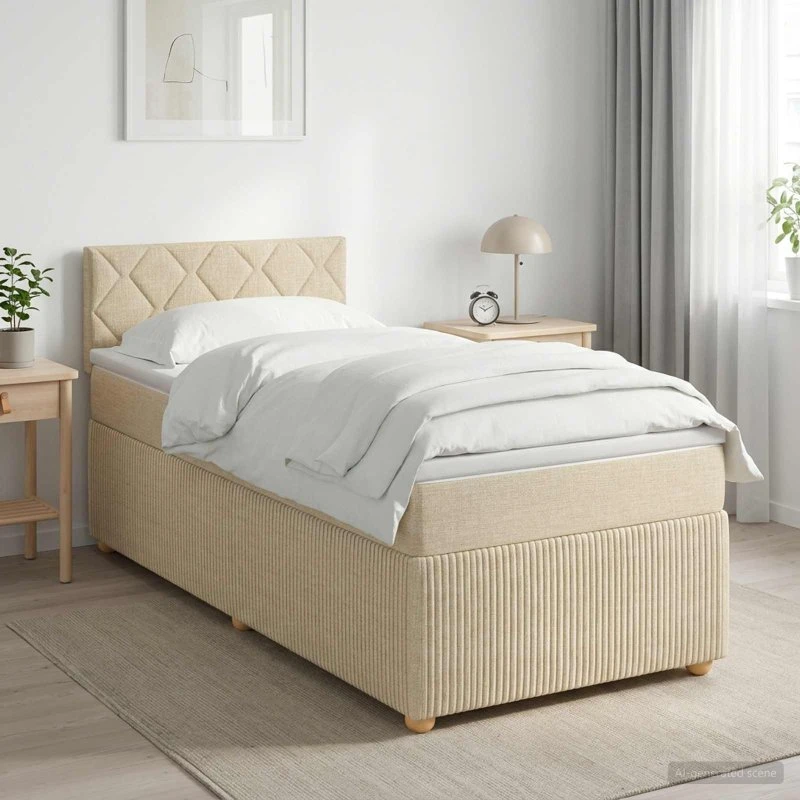 vidaXL Boxmadras med topmadras, cremefarvet, 90 x 190 cm