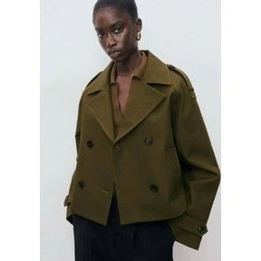 Mango Oversized Double-Breasted Blazer - Khaki