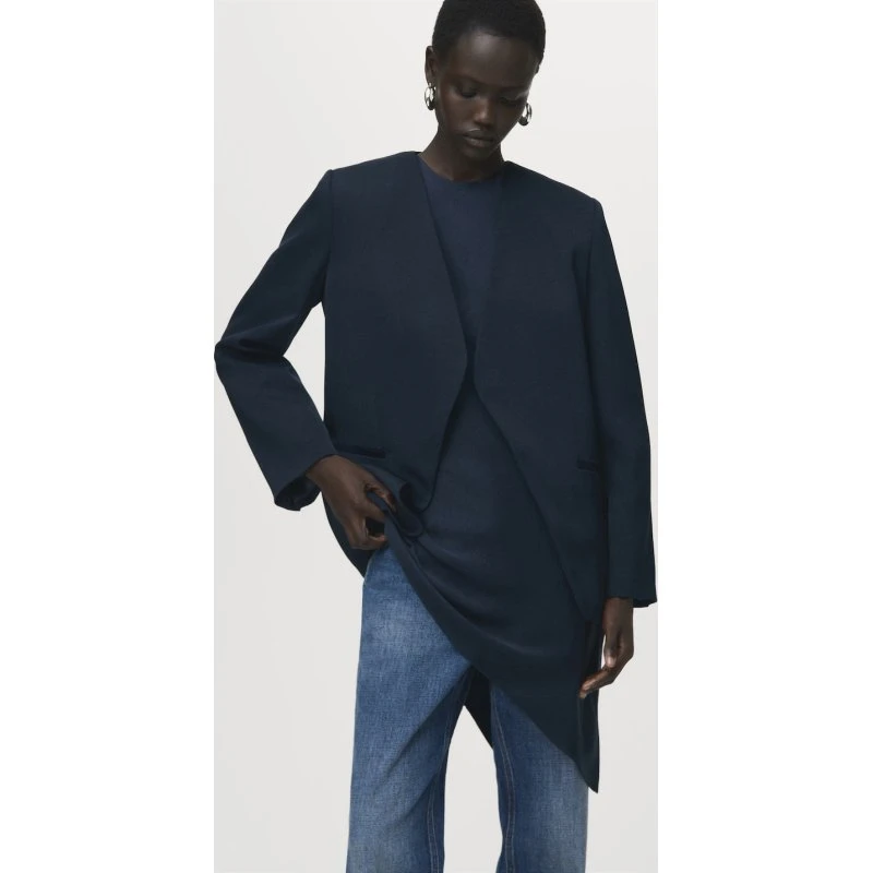 Mango Short Coat kort blazer - marineblå