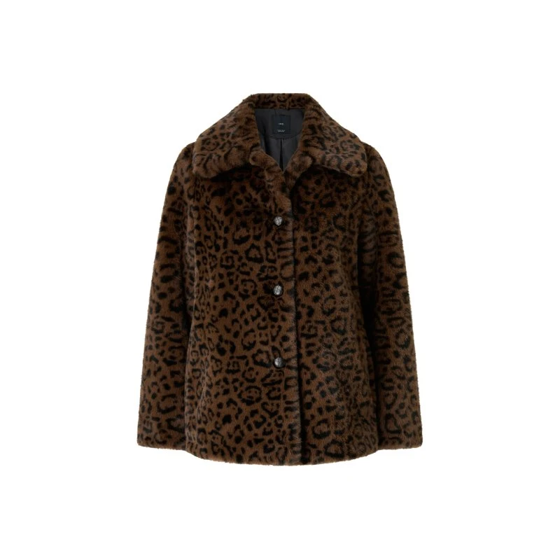 Mango Leopard faux-pelsfrakke Oversize - Brun