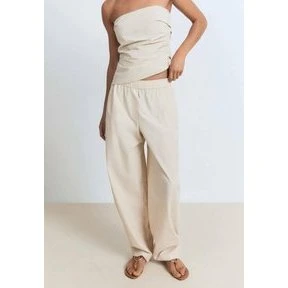 Mango Paperbag-bukser i bomuld, off-white