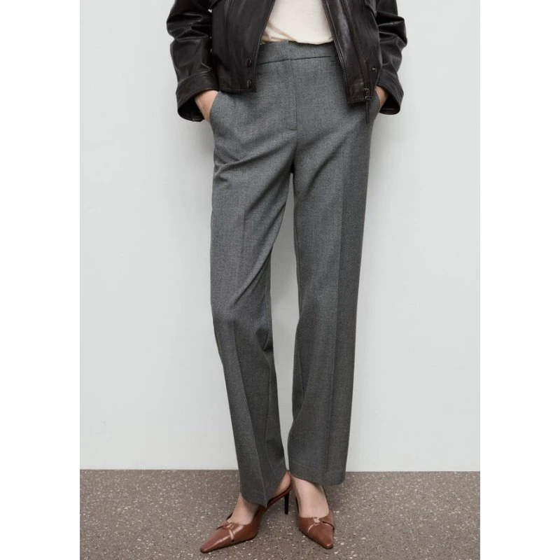 Mango Straight mid-rise trousers, grå