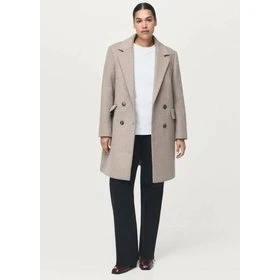 Mango Dobbeltknappet uldfrakke, midi, sort