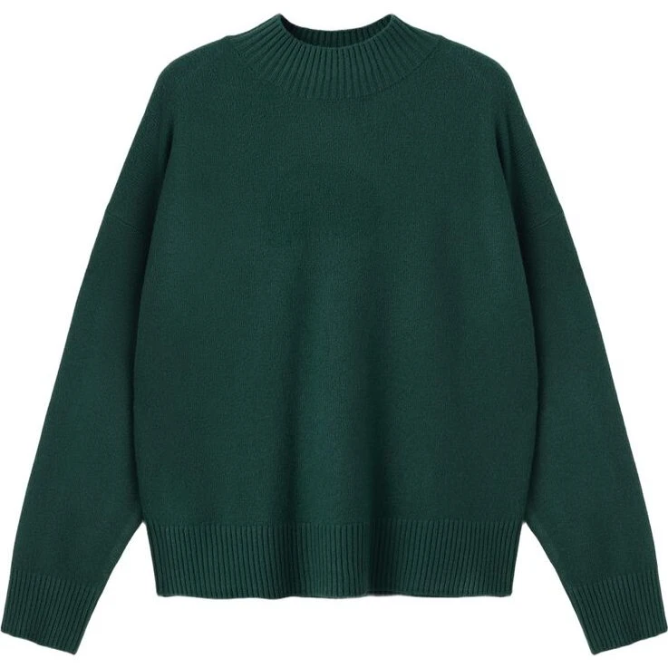 Mango Ribstrikket Rullekravetrøje - Grøn