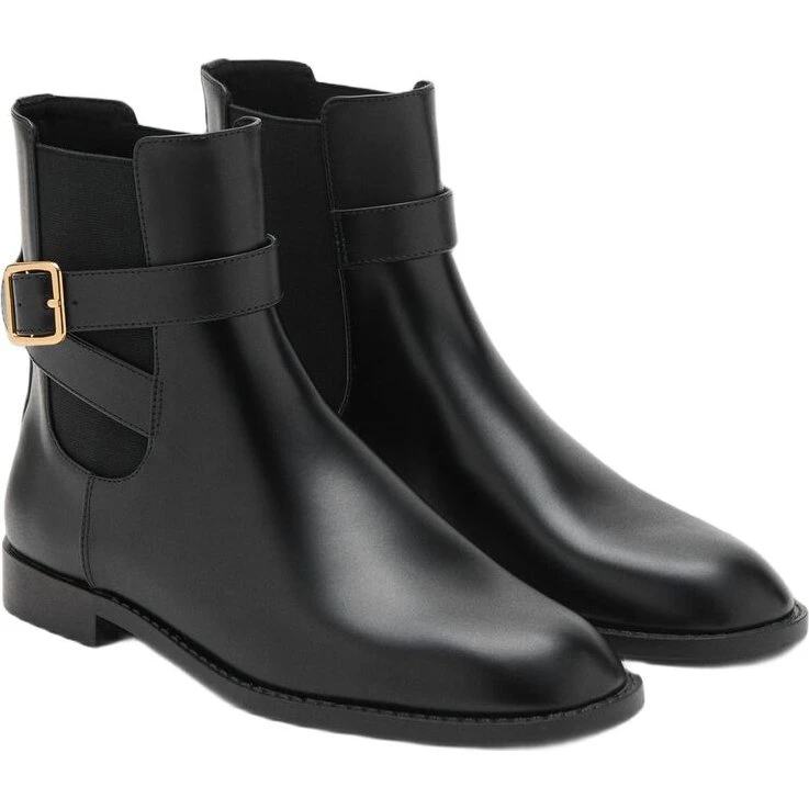 Mango Chelsea-ankelstøvler med elastikpanel, sort