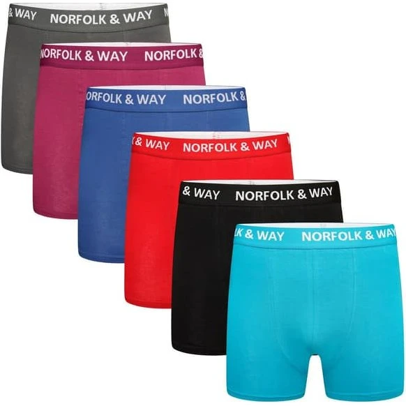 Norfolk & Way Boxer Shorts til mænd, 6-pak, bomuldsblanding