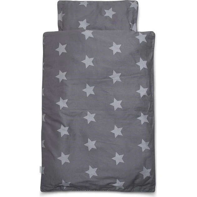 BabyTrold Juniorlinned Star 100x140 cm, grå