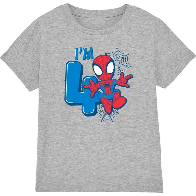 Spider-Man Børne T-shirt - Cute Spidey 4. fødselsdag