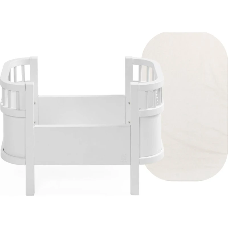 Sebra dukkeseng sæt hvid med madras og Pixie Land sengelinned