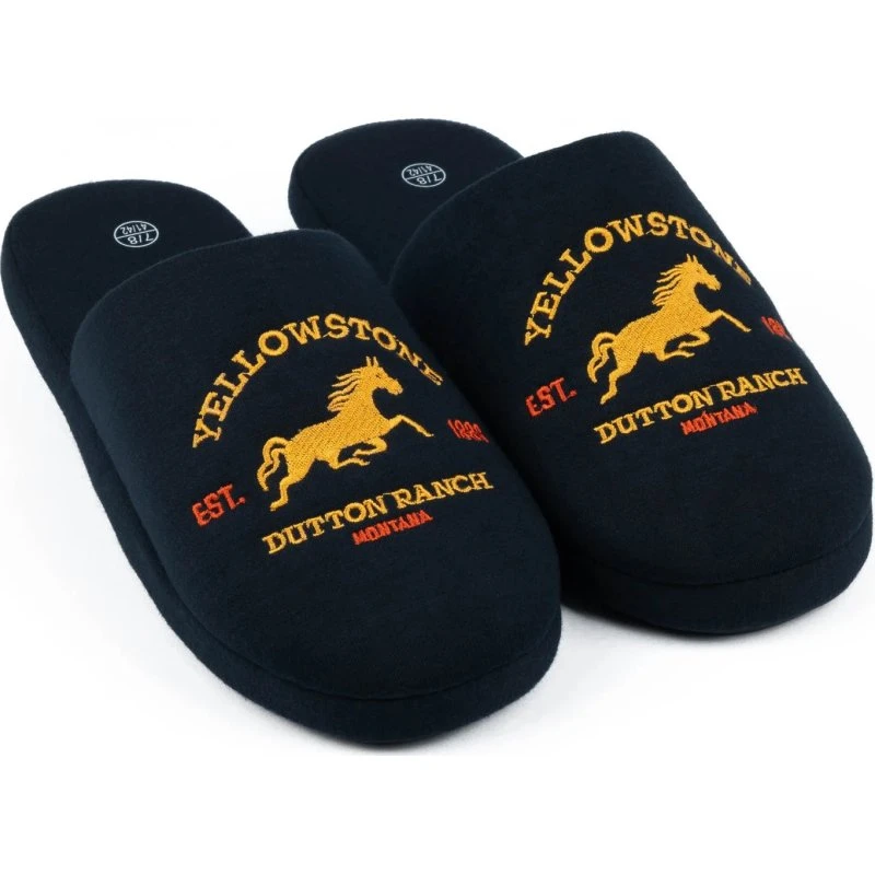 Yellowstone Logo-tøfler til mænd med broderet hestedesign