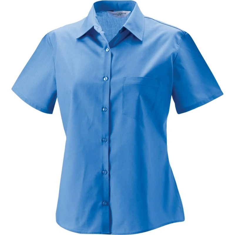Russell Collection Poplin Skjorte til Kvinder - Kortærmet & Easy-Care