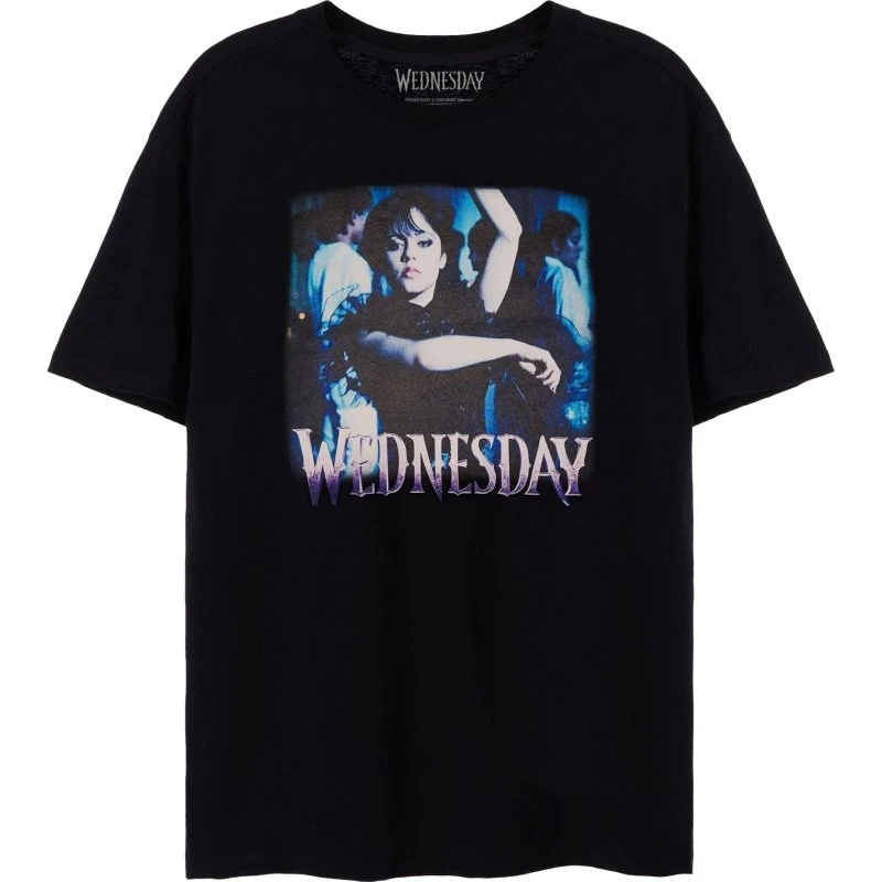 Wednesday Addams Logo T-shirt til kvinder i 100% bomuld