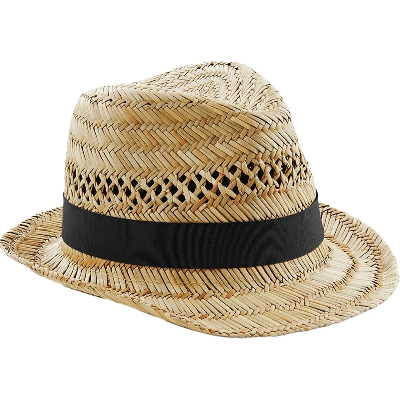 Beechfield Unisex Straw Summer Trilby - Håndlavet stråhat
