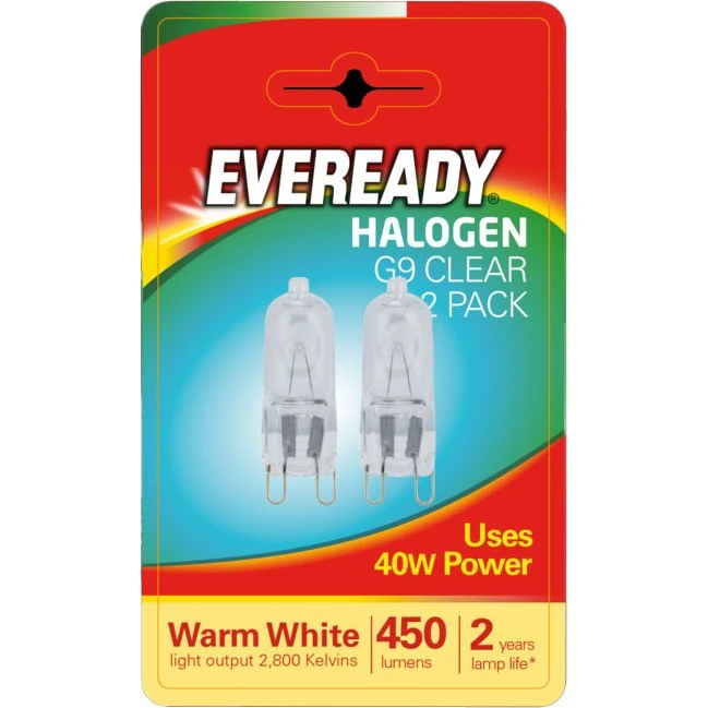 Eveready G9 LED-pære, klar, 2800K (2 stk.)