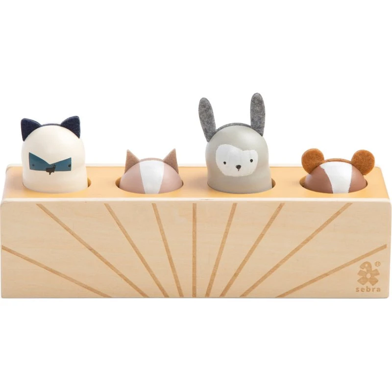 Sebra Woodland Pop-up legetøj i træ (4 dyr)