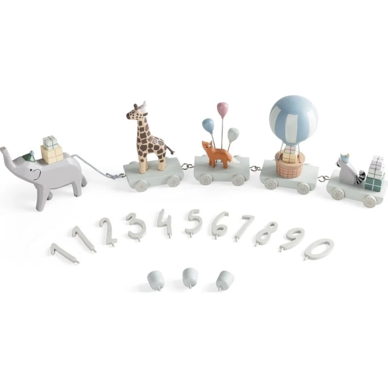 Sebra Fødselsdagstog i træ – World of Sebra (47 x 5 x 8 cm)