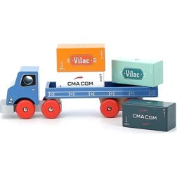 Vilacity Containerlastbil i træ, 23 x 11 x 5 cm